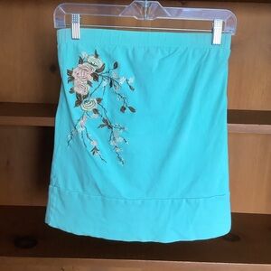 Y2K Costa Blanca Turquoise Embroidered Tube Top Size M | 2000s Mallcore